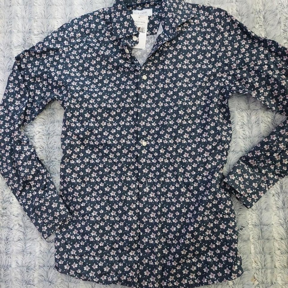 NWT Eton button-down‎ floral dress shirt size 37 / 14.5